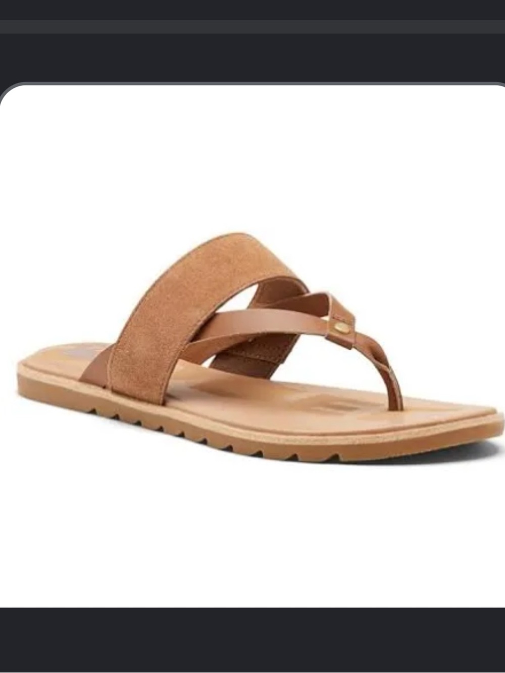 SOREL Women's Brown Suede Toe-Loop Sandals